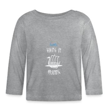 Wikinger - Kleiner Wikinger im Training - Runen - Baby Bio-Langarmshirt - Grau meliert - Vorne