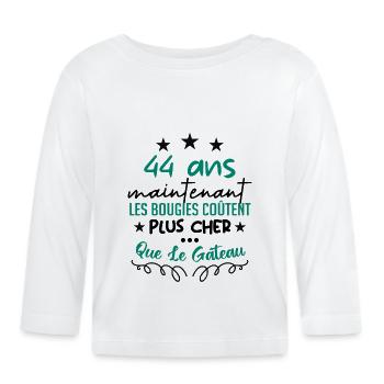 humour anniversaire 44 ans - T-shirt manches longues bio Bébé - blanc - Devant