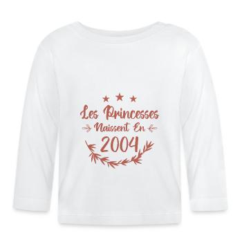 Les princesses naissent en 2004 - T-shirt manches longues bio Bébé - blanc - Devant