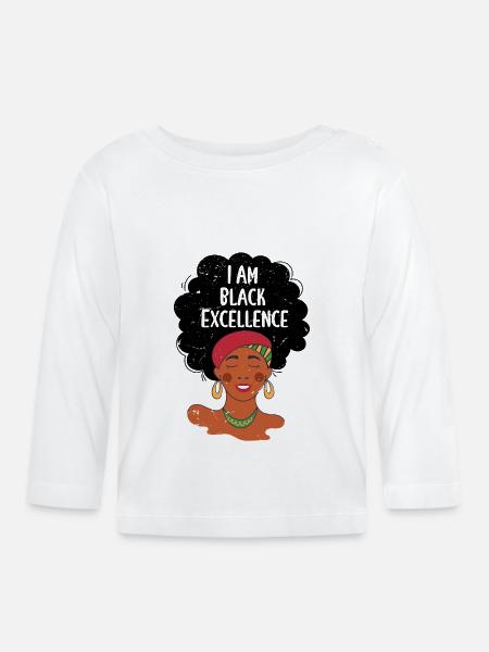 Ich bin Black Excellence - Baby Bio-Langarmshirt - Weiß