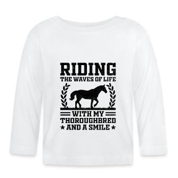 Courses de chevaux pur-sang Équitation Chevaux équestres - T-shirt manches longues bio Bébé - blanc - Devant