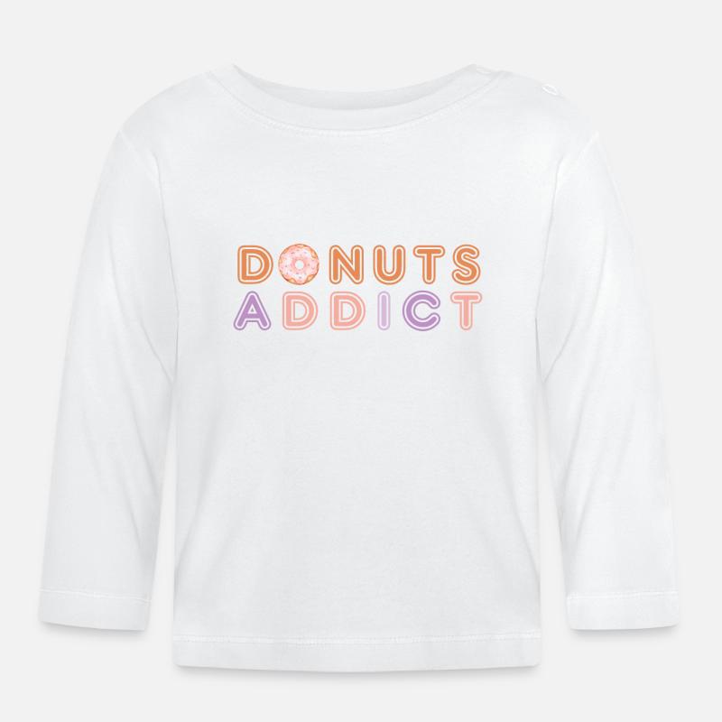 Donuts süchtig hellrosa - Baby Bio-Langarmshirt - Weiß