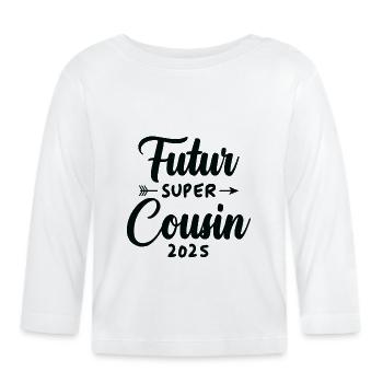 Futur super cousin 2025 - T-shirt manches longues bio Bébé - blanc - Devant