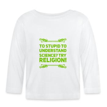 Religion vs Science - T-shirt manches longues bio Bébé - blanc - Devant