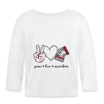 Peace Love Accordeon Harmonika Zieharmonika - Baby Bio-Langarmshirt - Weiß - Vorne