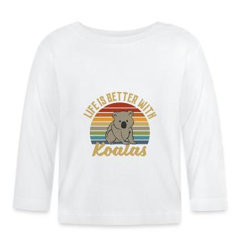 Koala retro life is better with koalas - Organic Baby Long Sleeve T-Shirt - white - Front