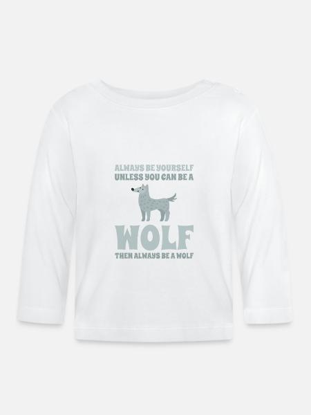 Wolf Lustige Sprüche - Baby Bio-Langarmshirt - Weiß