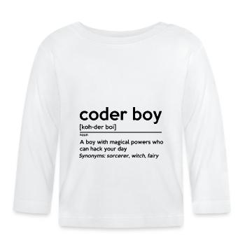 Coding Boy Definition Noun Software Developer Prog - Baby Bio-Langarmshirt - Weiß - Vorne