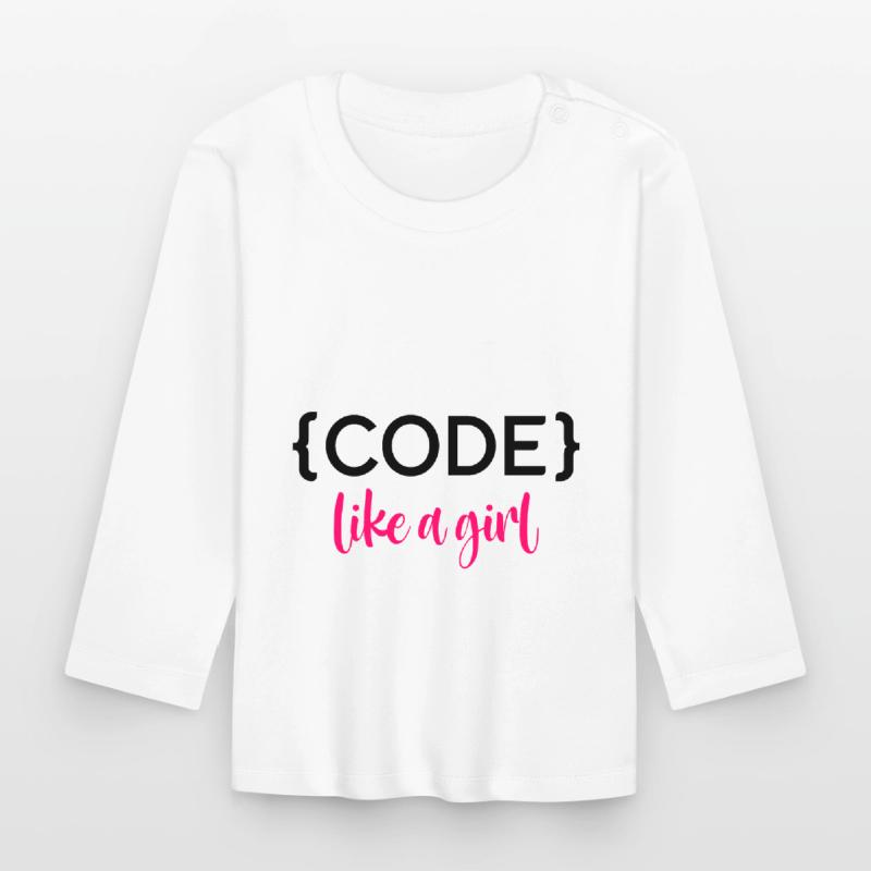 Code Like A Girl Programming Coder Computer Geek D Baby Bio-Langarmshirt