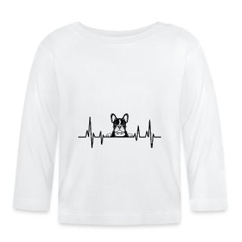 Heartbeat Bouledogue Français Frenchie Dog Lover Bulldo - T-shirt manches longues bio Bébé - blanc - Devant