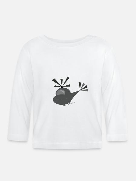 Helikopter - Baby Bio-Langarmshirt - Weiß