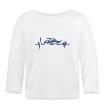 Motor Boat Heartbeat Motorboating Captain - Organic Baby Long Sleeve T-Shirt - white - Front