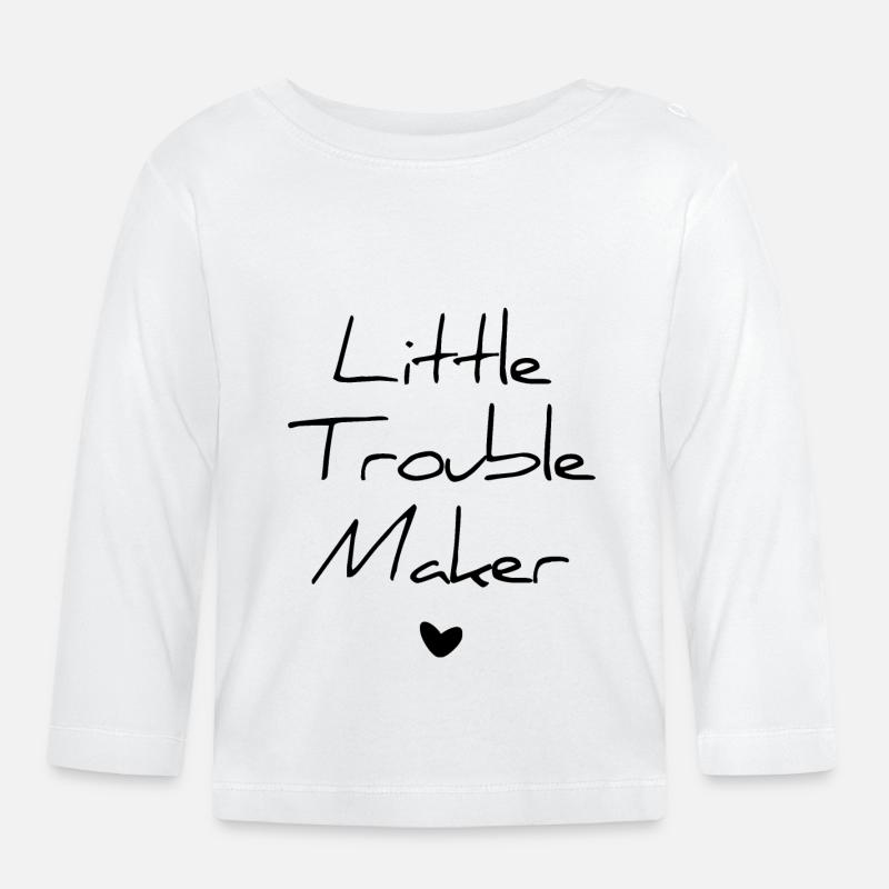 Babyspruch - Little Trouble Maker - schwarz - Baby Bio-Langarmshirt - Weiß