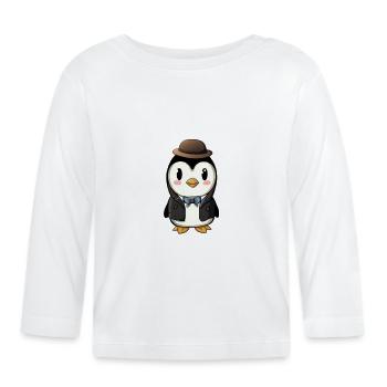 Gentleman Penguin - T-shirt manches longues bio Bébé - blanc - Devant
