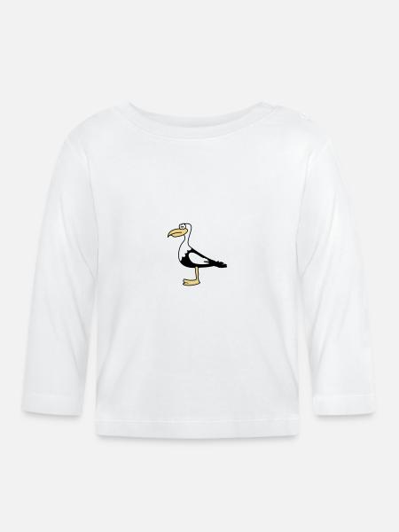 Möwe niedlich süße Tiermotive - Baby Bio-Langarmshirt - Weiß