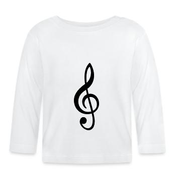 Notenschlüssel Musik Note Zeichen Symbol Symbole - Baby Bio-Langarmshirt - Weiß - Vorne