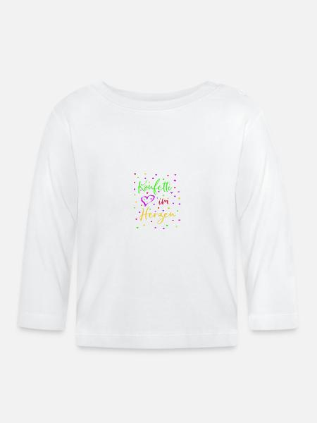Karneval Fasching Konfetti im Herzen - Baby Bio-Langarmshirt - Weiß