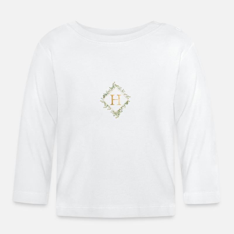 H Monogramme Couronne d’Eucalyptus - T-shirt manches longues bio Bébé - blanc
