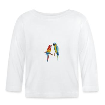 Papageien - Baby Bio-Langarmshirt - Weiß - Vorne