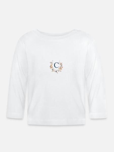 O Monogramm , Floral, Boho - Baby Bio-Langarmshirt - Weiß