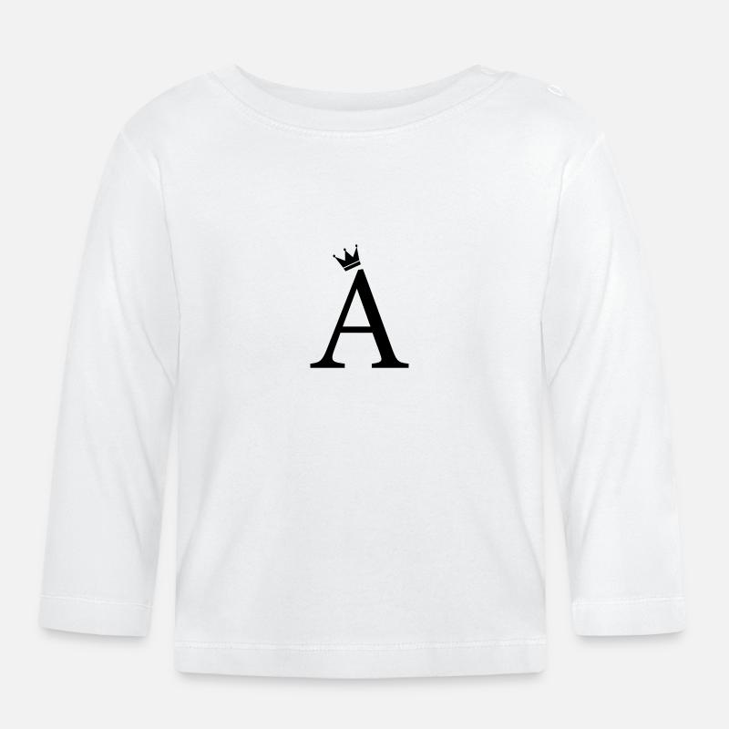 A Monogramm-Krone - Baby Bio-Langarmshirt - Weiß