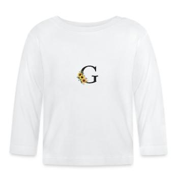 M Monogramm Sonnenblumen - Baby Bio-Langarmshirt - Weiß - Vorne