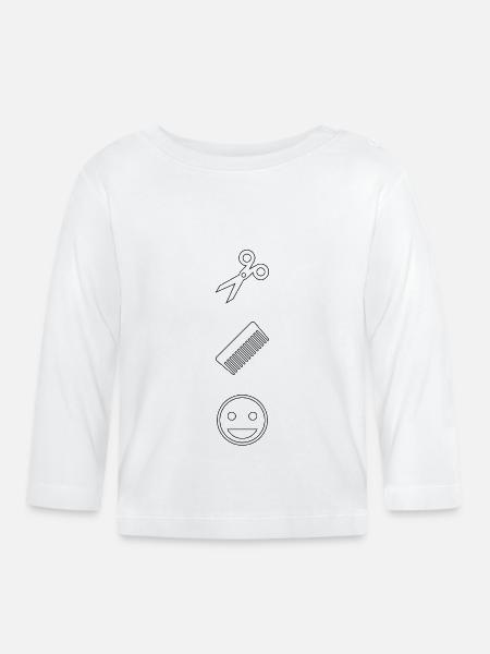 Schere, Kamm, Smiley - Baby Bio-Langarmshirt - Weiß