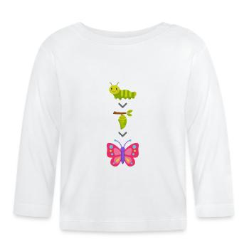 Transformation de chenille en papillon - T-shirt manches longues bio Bébé - blanc - Devant