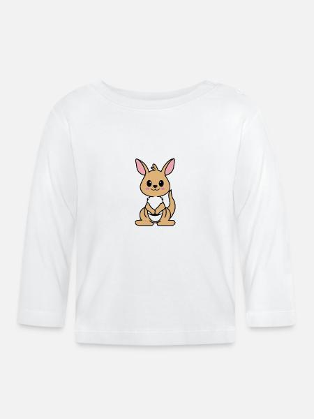 Pinky der Kangeroo - Baby Bio-Langarmshirt - Weiß
