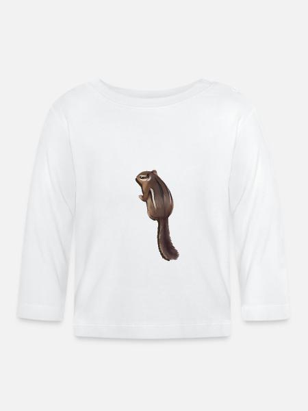Streifenhörnchen - Baby Bio-Langarmshirt - Weiß