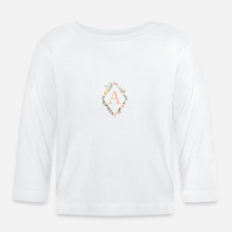A Monogramm , Floral, Boho - Baby Bio-Langarmshirt - Weiß