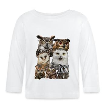 Nächtliche Raubvögel - Baby Bio-Langarmshirt - Weiß - Vorne