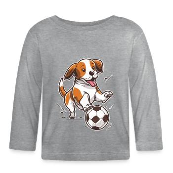 Soccer Pup - Organic Baby Long Sleeve T-Shirt - heather grey - Front