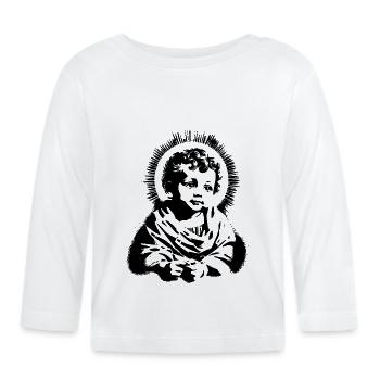 Kitschige Jesus | Jesus als Kind Heiligenschein - Baby Bio-Langarmshirt - Weiß - Vorne