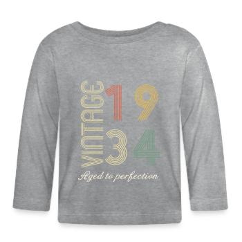 90th birthday gift - 1934 - Organic Baby Long Sleeve T-Shirt - heather grey - Front