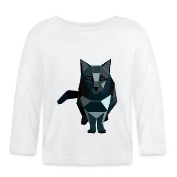 Geometrische Katze im Obsidianstil - Baby Bio-Langarmshirt - Weiß - Vorne