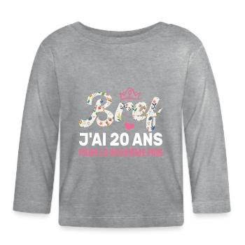 40 Ans Anniversaire Femme J'ai 20 Ans Fois Deux - T-shirt manches longues bio Bébé - gris chiné - Devant