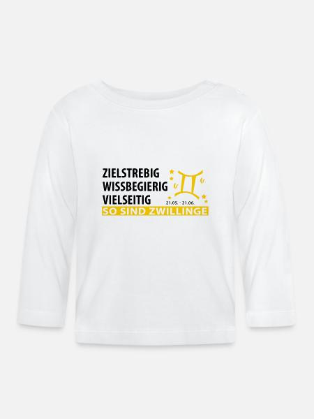 Sternzeichen Zwilling - Eigenschaften - Baby Bio-Langarmshirt - Weiß