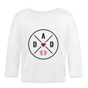 DAD Herz Baby Babyfüße Vater Liebe Vatertag Papa - Baby Bio-Langarmshirt - Weiß - Vorne