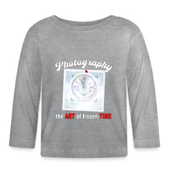 La photographie est l’art du temps figé - T-shirt manches longues bio Bébé - gris chiné - Devant