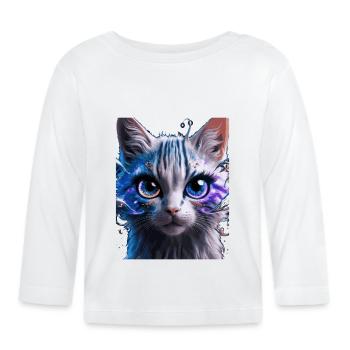 Chat de l’espace - T-shirt manches longues bio Bébé - blanc - Devant