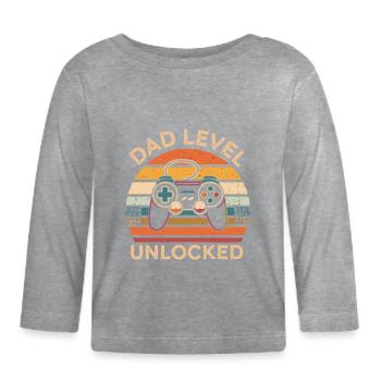 Dad level unlocked - Baby Bio-Langarmshirt - Grau meliert - Vorne