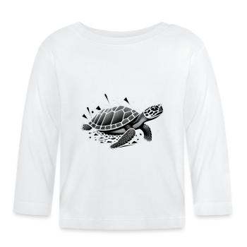 Geo_Schildkröte_3 - T-shirt manches longues bio Bébé - blanc - Devant