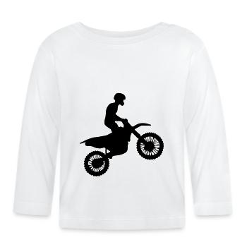 Motocross Biker Enduro Cross Bike Motorbike Wheelie - Organic Baby Long Sleeve T-Shirt - white - Front
