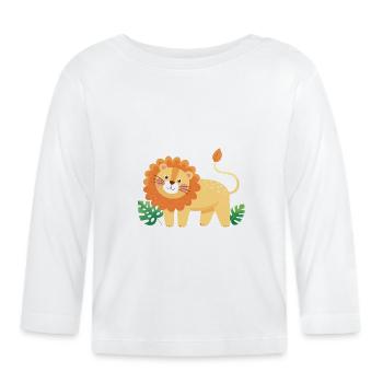 Cute Lion - Organic Baby Long Sleeve T-Shirt - white - Front