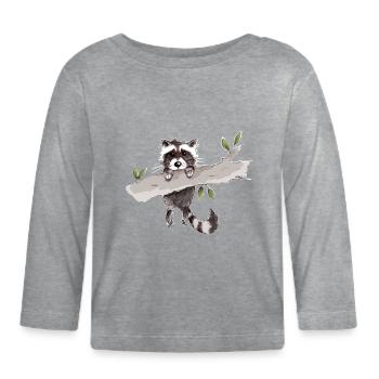 Raton laveur - T-shirt manches longues bio Bébé - gris chiné - Devant