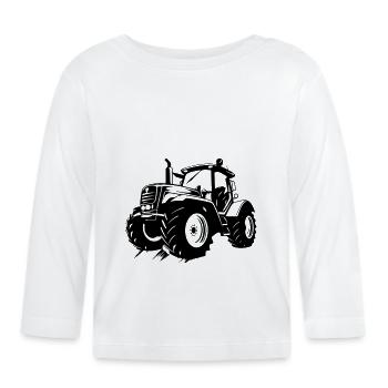 Traktor Bauer Farmer Symbol - Baby Bio-Langarmshirt - Weiß - Vorne