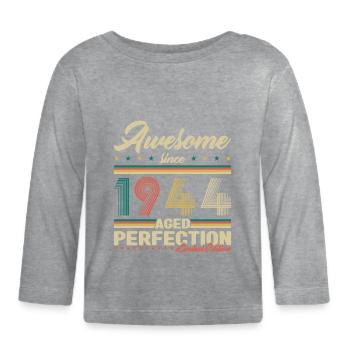 1944 Vintage Retro Geburtstagsgeschenk - Baby Bio-Langarmshirt - Grau meliert - Vorne