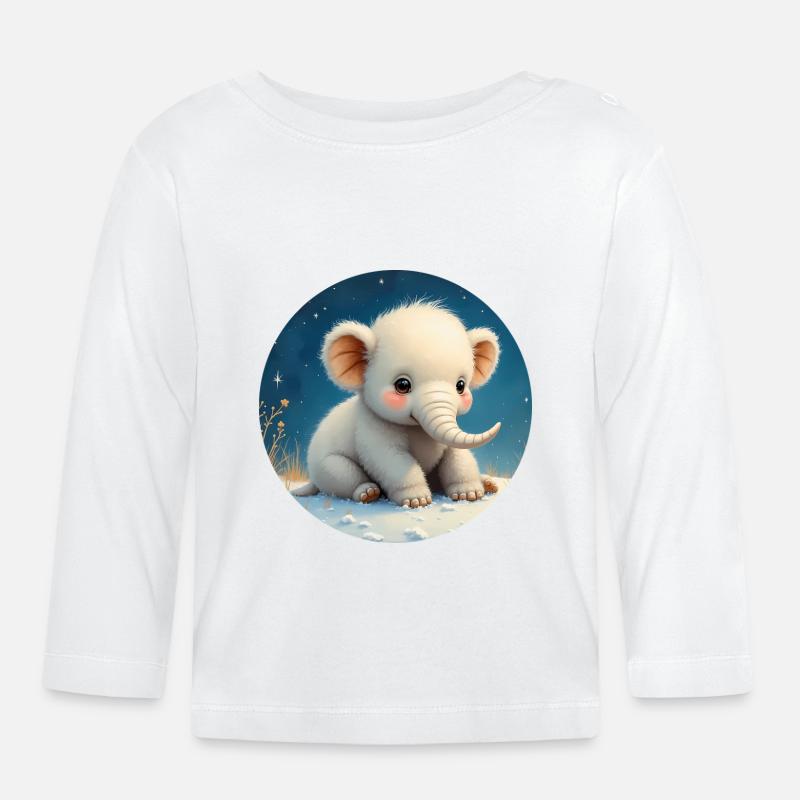 Bébé Éléphant sur le Sable - T-shirt manches longues bio Bébé - blanc