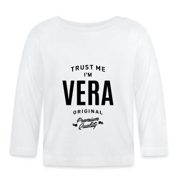 Womens Vera Personalized Name Birthday Gift - Organic Baby Long Sleeve T-Shirt - white - Front